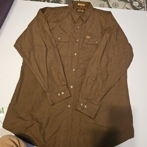 Justin Boots Mens Cotton Button Down Shirt Brown XL